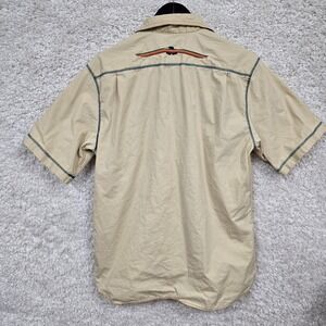 The Territory Ahead Shirt Mens M Tan Embroidered thunderbird Cotton Button  Boho